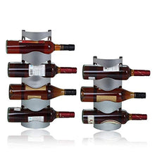 AniU - Supporto per vino in acciaio inox, da parete, con 4 scomparti