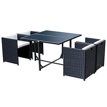 Outsunny Set Mobili da Giardino 5pz Set Tavolo da Pranzo con 4 Sedie con Cuscini Combinabili a Rettangolo