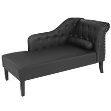 Mendler Divano angolare recamiere Classico Stile Vittoriano Chesterfield Ecopelle 76x156x89cm Nero
