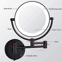 WZDD Specchio per Trucco da Parete, Specchio Ingranditore con Luce LED, Ingranditori 5X Specchio Cosmetico Illuminato, Rotazione a 360° Specchio da Bagno Rotondo