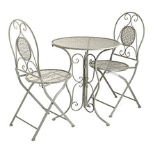 Set da giardino tavolino e 2 sedie pieghevoli in ferro grigio Grigio