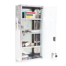 Relaxdays Armadietto per Medicinali con 2 Chiavi, Porta di Vetro, in Acciaio Inossidabile, 57 x 27 x 12 cm, Argentato, Argento