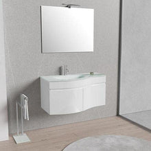 Bagno Italia Mobile Arredo Bagno Asia 80 cm mobile sospeso con lavabo cristallo bianco o tortora e specchio Mobili I