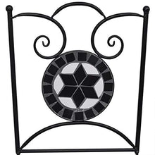 SOULONG Sedie da Bistrot, Set 2 Pezzi Sedia Esterno con Mosaico Pieghevoli in Ceramica, Sedia per Balcone, Terrazza o Giardino (Nero e Bianco)