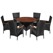 FAMIROSA Set da Pranzo da Giardino 7 pz in Polyrattan e Acacia Nero-3946