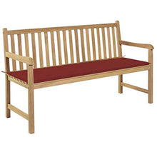 vidaXL Panca da Giardino con Cuscino Rosso 150 cm Legno di Teak
