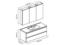 ALLIBERT, set di mobili da bagno preassemblati, funzione Softclose, bianco lucido, lavabo, 120 cm