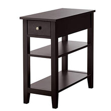 DREAMADE Tavolino Angolare a 3 Ripiani con Cassetto, Comodino Compatto, Stile Classico ed Elegante per Soggiorno, Camera da Letto e Balcone, 60 x 28,5 x 61 cm (Marrone)