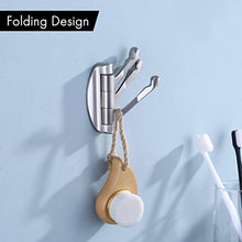 UMI. SOLID METAL Swivel Hook Heavy Duty Folding Swing Arm Triple Coat Hook with Multi Three Foldable Arms Towel/Clothes Hanger for Bathroom Kitchen Garage Wall Mount Brushed Nickel, A5060-2