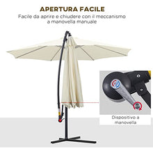 Outsunny Ombrellone Decentrato Giardino Parasole Ferro 3M con Protezione UV Beige