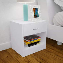 Comodini da notte con cassetto, per camera da letto, soggiorno, bianco, 36,5 x 30,5 x 38 cm