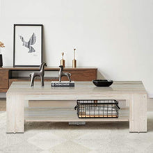 COSTWAY Tavolo da Divano, Tavolo da Salotto, Tavolino da caffè, 120 x 55 x 34 cm, Colore Naturale Legno