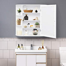 DREAMADE Armadietto da Bagno con Specchio Armadietto da Parete a 3 Ripiani Mobiletto da Muro in Legno