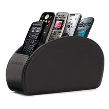 Londo Porta Telecomandi con 5 scomparti - Per contenere telecomandi di TV, stereo, decoder, DVD, Blu-Ray - in Ecopelle con fodera interna in suede. Adatto per salotto o camera da letto, nero