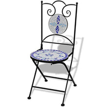 UnfadeMemory Sedie da Bistrot Pieghevoli 2 pz in Ceramica Blu e Bianco