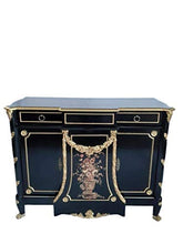 Louises - Cassettiera stile barocco Rokoko, stile antico, colore: nero con oro larghezza 125 cm