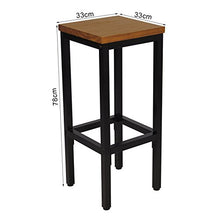 WOLTU BH86hei Sgabello da Bar Sedia Alta per Cucina senza Braccioli Schienale in legno massello e metallo 1 Pezzo