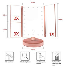 LCSD Specchi Compatti Nero Vanity Makeup Mirror,22 LED Luce Trucco Specchio Touch Screen LED Specchio Lusso Specchio 1X/2X/3X/10X Specchi d'ingrandimento 180 Gradi Tavolo Regolabile