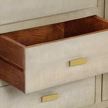 Festnight Comò e Cassettiere, Cassettiera Legno Massello di Mango Grigio e Ottone 140x40x80cm
