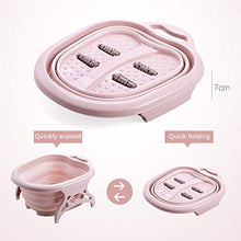 Takefuns - Vasca da bagno pieghevole per piedi, portatile, per vasca idromassaggio, con rullo massaggiante per piedi, colore: rosa rosa