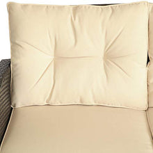 Set Salotto da Giardino Divano 2 Poltrone e Tavolino in Rattan Marrone e Beige