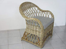 fantasie d oriente Poltrona in Vimini Naturale Intreccio in Rattan Traforata con Cuscino Salotto