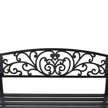 GOTOTOP Panchina da Giardino 2 Persone Acciaio e Ghisa Nera Panca da Esterno 127 x 60 x 85 cm