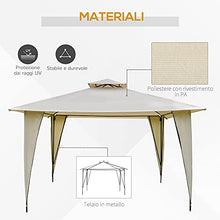 Outsunny Gazebo da Esterno o Giardino in Metallo e Poliestere Beige con Doppio Tettuccio 3.5 x 3.5m