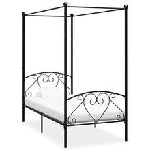 SKM Letto a Baldacchino Nero in Metallo 100x200 cm (20.9kg)