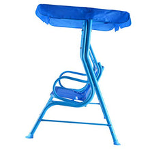 COSTWAY Altalena per Bambini, Altalena Dondolo per Giardino con Tetto Apribile e 2 Posti, Blu