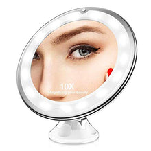 Specchio per Il Trucco, Specchietti da Trucco, LED con Ingrandimento 10X con Specchio da Trucco Rotondo A Ventosa