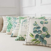 XMZFQ Set di 2 Fodere per Cuscino in Lino di Cotone, 45 * 45 cm, Motivo a Foglia Verde, Fodere per Cuscini Decorativi Quadrati per Divano da Ufficio,H