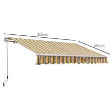 Outsunny Tenda da Sole per Esterno a Bracci 3.5x2.5m, Regolazione con Manovella, Metallo e Poliestere Grigio e Giallo