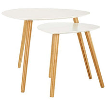 LOMOS set di tavolini da salotto Finja, colore bianco, costituito da due tavolini in legno