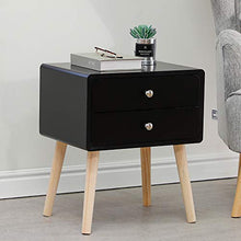 POPSPARK Comodino con cassetto, Comodino Moderno, tavolino/Comodino in MDF per Mobile Camera da Letto (Nero, 42×32×50CM)