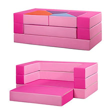 millybo Divano da gioco 4 in 1, divano per bambini, puzzle per la cameretta dei bambini, materasso da gioco per la cameretta dei bambini, cuscino imbottito (rosa/rosa)
