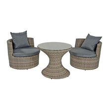 Gartentraum Set di poltrone in polyrattan a 2 posti con Tavolo Rotondo - Set da Balcone Suran/Grigio