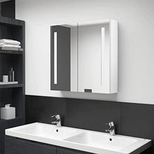 vidaXL Armadietto Bagno con Specchio e Luci LED con Ante e Ripiani Interni Elegante Moderno Funzionale Mobiletto Pensile 60x14x62 cm MDF e Melamina