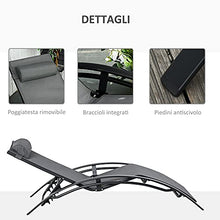Outsunny Sdraio da Giardino Reclinabile su 5 Livelli con Cuscino Rimovibile, Alluminio e Textilene, 46x171x82cm Grigio