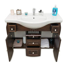 Shop Chic Mobile Bagno 105 cm Marrone Noce Scuro Arte povera con Ante e cassetti
