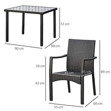 Set Tavolo con 4 Sedie da Giardino in Rattan Nero