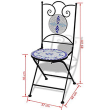 vidaXL Set 2 pz Sedia Bistro in Ferro da Giardino Esterno con Mosaico Blu/Bianco