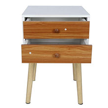 Comodino per camera da letto con 2 cassetti, comodino moderno in legno con doppio cassetto e gambe in legno massello, mobili per camera da letto
