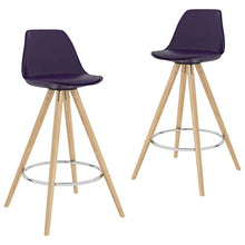 vidaXL Sgabelli da Bar 2 pz Viola in PP e Legno Massello di Faggio