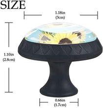 Girasole dipinto blu Pomelli per Porta Set di 4 Pomelli per Mobili Manopole per Cassetti Cucina Armadio Vetro