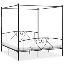SKM Letto a Baldacchino Nero in Metallo 180x200 cm (29kg)