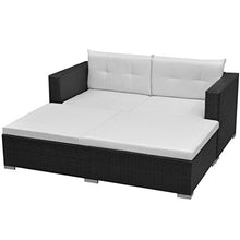 Festnight Set Divano/Divano Letto Modulare con 2 Posti da Giardino/Patio/Balcone/Piscina/Esterno in Polirattan Nero