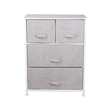 Cassettiera in Tessuto con 4 Cassetti, Mobiletto Organizer in Stoffa Metallo e Legno per Camera da Letto Soggiorno Corridoio, Grigio, 60 x 30 x 79 cm