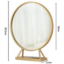 Specchio Domestico, Specchio cosmetico, Specchio di Ferro, Specchio da Tavolo, Specchio Rotondo, Specchio di Bellezza (Oro)