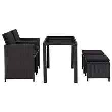 SKM Set da Pranzo da Giardino 5 pz con Cuscini in Polyrattan Nero (41kg)